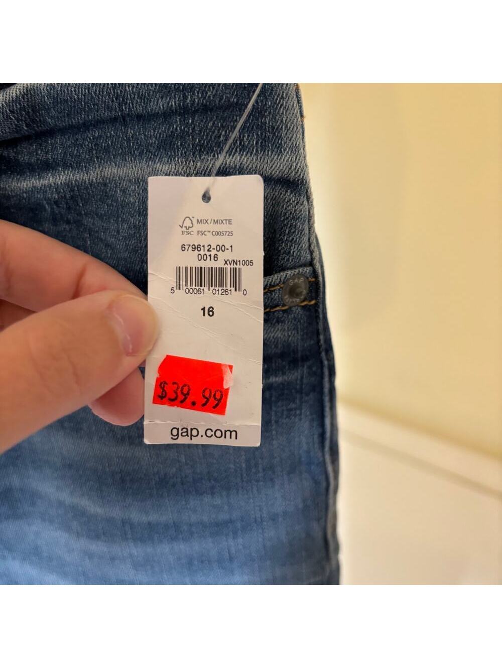 Gap Teen NWT Girls' Sky High Skinny Ankle Dark Wash Jeans Adjustable Waist 16 - Picture 2 of 10